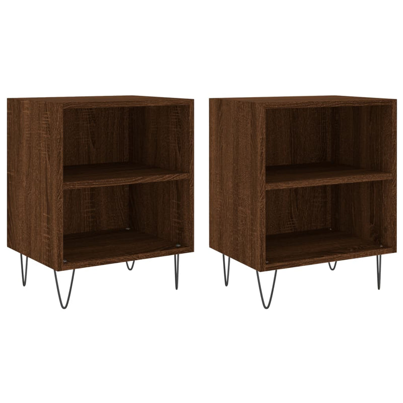 Nachtkastjes 2 st 40x30x50 cm bewerkt hout bruin eikenkleur MeubelReus