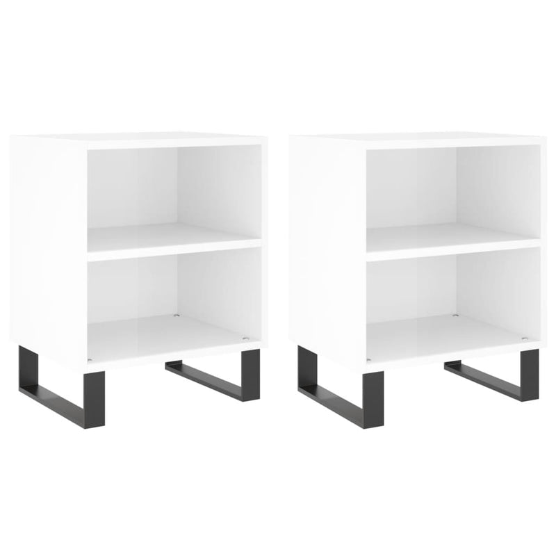 Nachtkastjes 2 st 40x30x50 cm bewerkt hout hoogglans wit MeubelReus