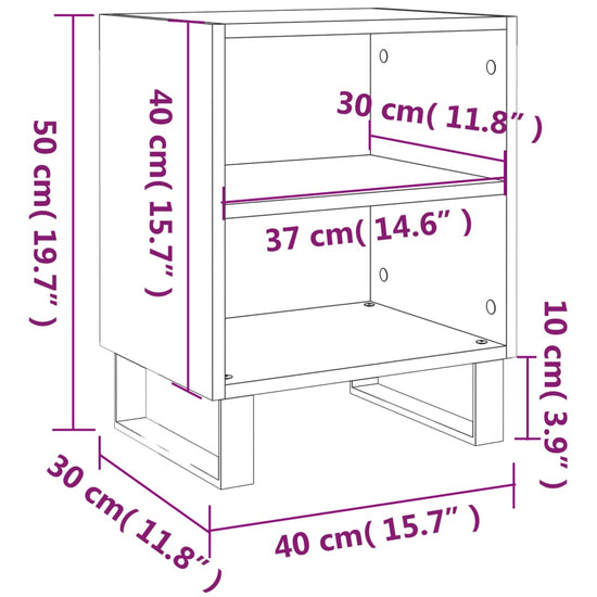 Nachtkastjes 2 st 40x30x50 cm bewerkt hout betongrijs MeubelReus