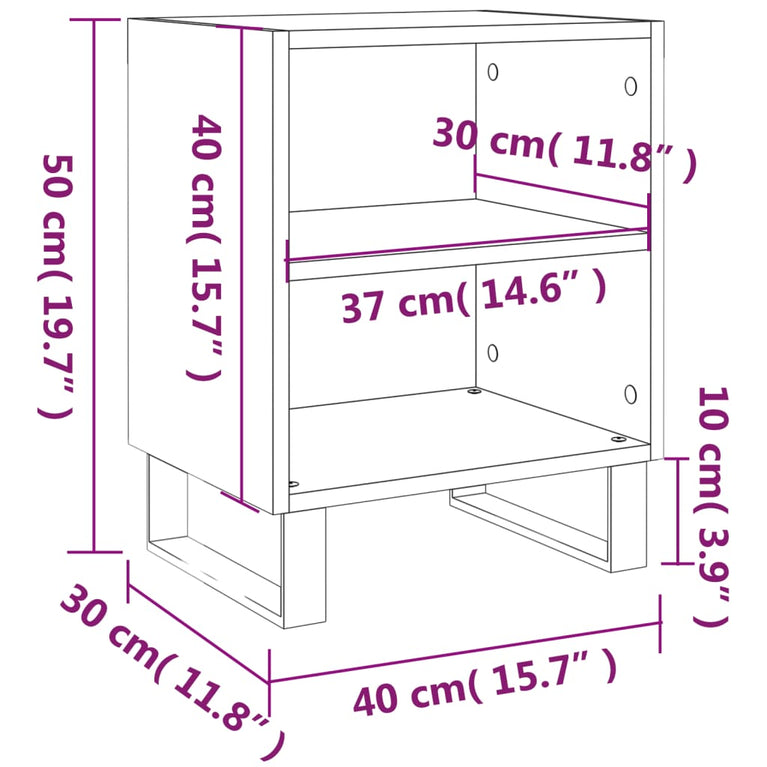 Nachtkastjes 2 st 40x30x50 cm bewerkt hout betongrijs MeubelReus