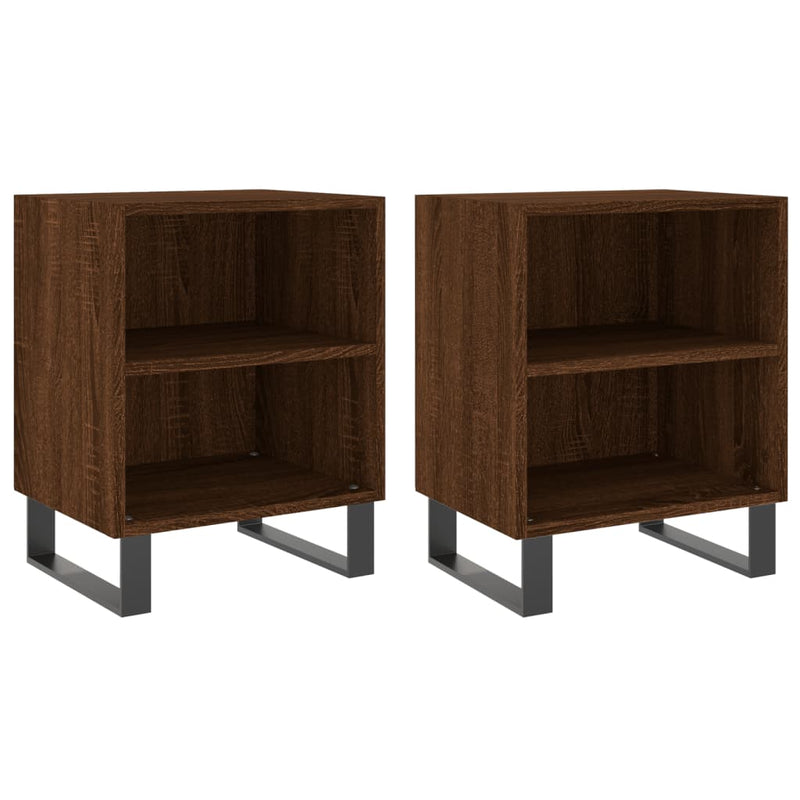 Nachtkastjes 2 st 40x30x50 cm bewerkt hout bruin eikenkleur MeubelReus