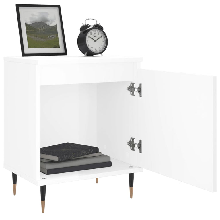 Nachtkastjes 2 st 40x30x50 cm bewerkt hout hoogglans wit MeubelReus