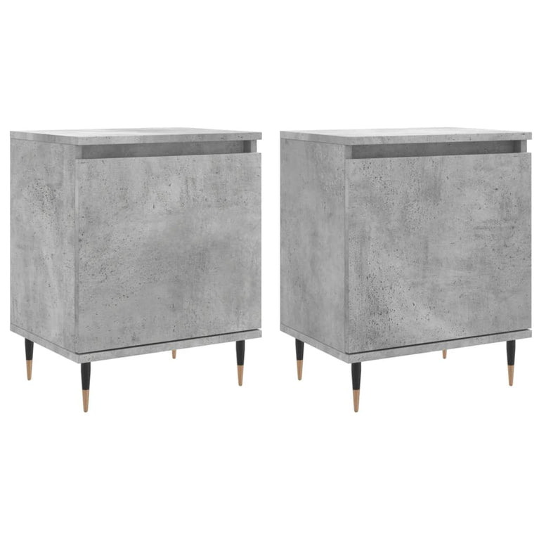 Nachtkastjes 2 st 40x30x50 cm bewerkt hout betongrijs MeubelReus