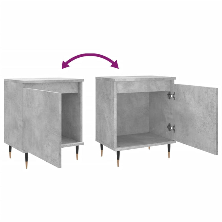 Nachtkastjes 2 st 40x30x50 cm bewerkt hout betongrijs MeubelReus