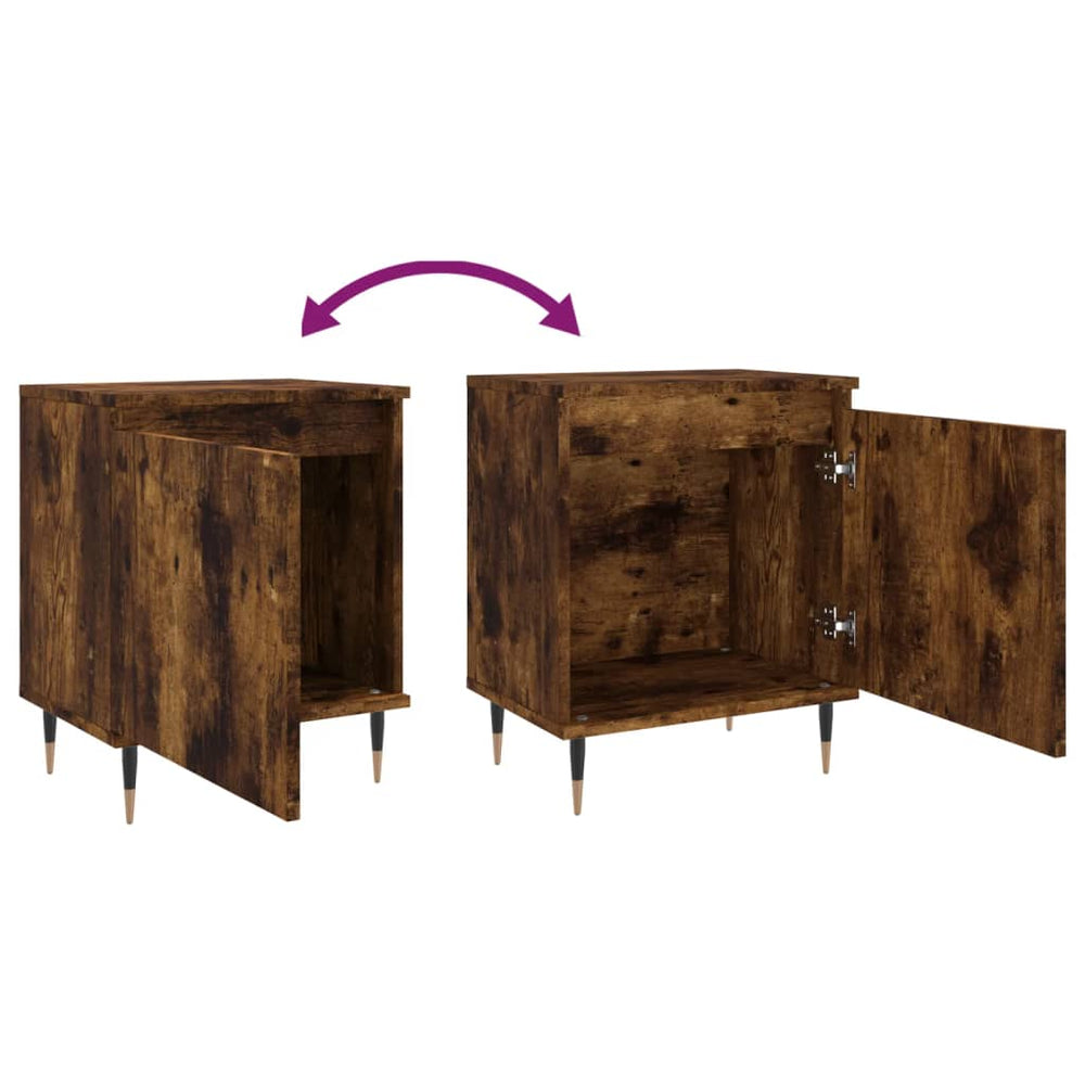 Nachtkastje 40x30x50 cm bewerkt hout gerookt eikenkleurig MeubelReus