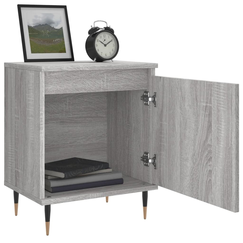 Nachtkastje 40x30x50 cm bewerkt hout grijs sonoma eikenkleurig MeubelReus