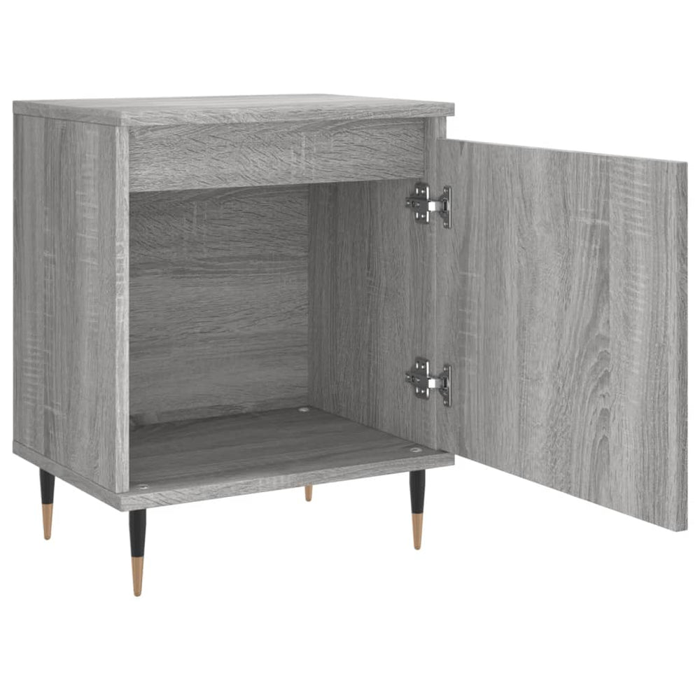 Nachtkastje 40x30x50 cm bewerkt hout grijs sonoma eikenkleurig MeubelReus