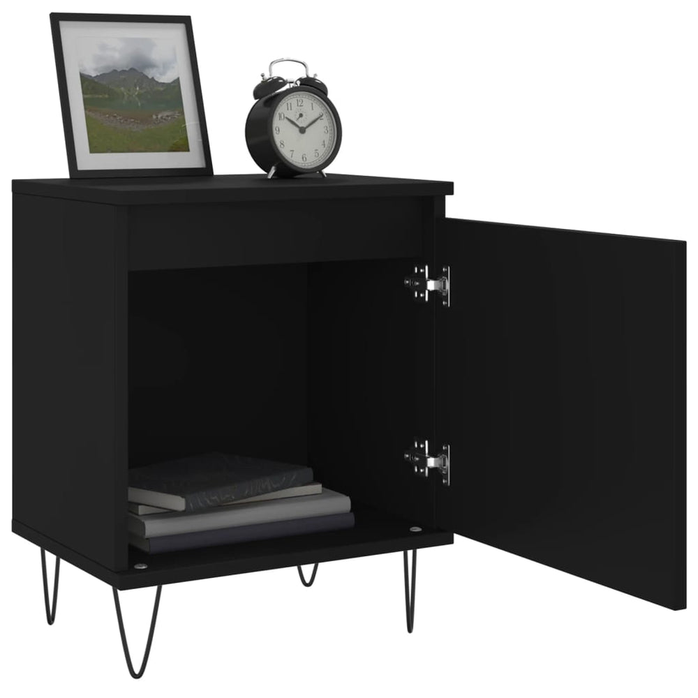 Nachtkastjes 2 st 40x30x50 cm bewerkt hout zwart MeubelReus