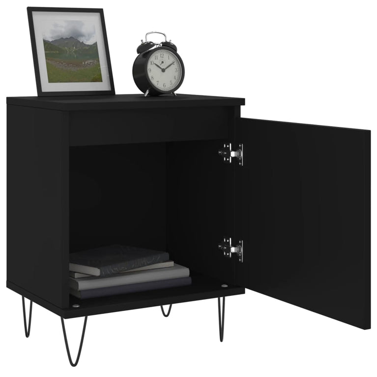 Nachtkastjes 2 st 40x30x50 cm bewerkt hout zwart MeubelReus