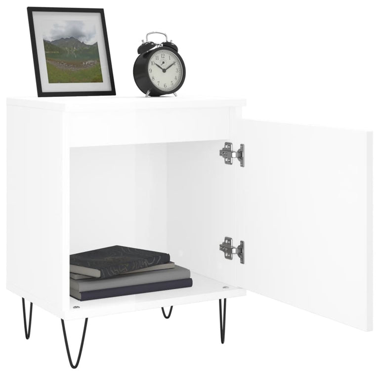 Nachtkastjes 2 st 40x30x50 cm bewerkt hout hoogglans wit MeubelReus