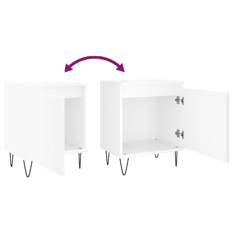 Nachtkastjes 2 st 40x30x50 cm bewerkt hout hoogglans wit MeubelReus