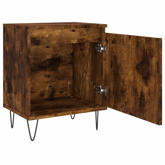 Nachtkastje 40x30x50 cm bewerkt hout gerookt eikenkleurig MeubelReus