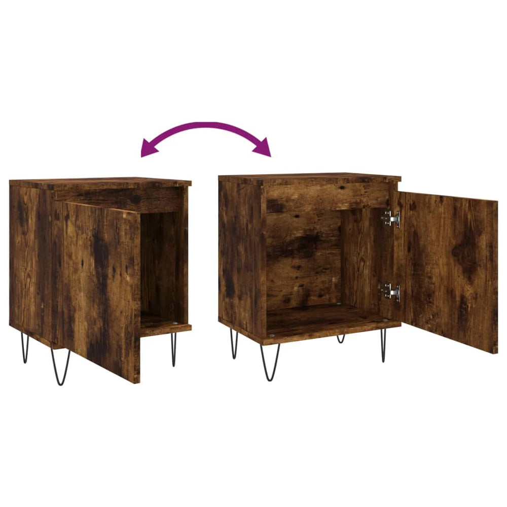 Nachtkastje 40x30x50 cm bewerkt hout gerookt eikenkleurig MeubelReus