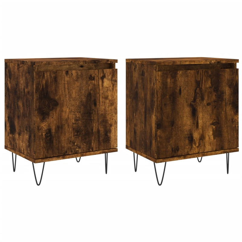 Nachtkastjes 2 st 40x30x50 cm bewerkt hout gerookt eikenkleurig MeubelReus