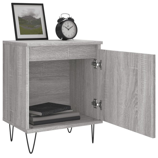 Nachtkastje 40x30x50 cm bewerkt hout grijs sonoma eikenkleurig MeubelReus