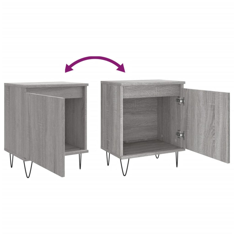 Nachtkastjes 2 st 40x30x50 cm bewerkt hout grijs sonoma eiken MeubelReus
