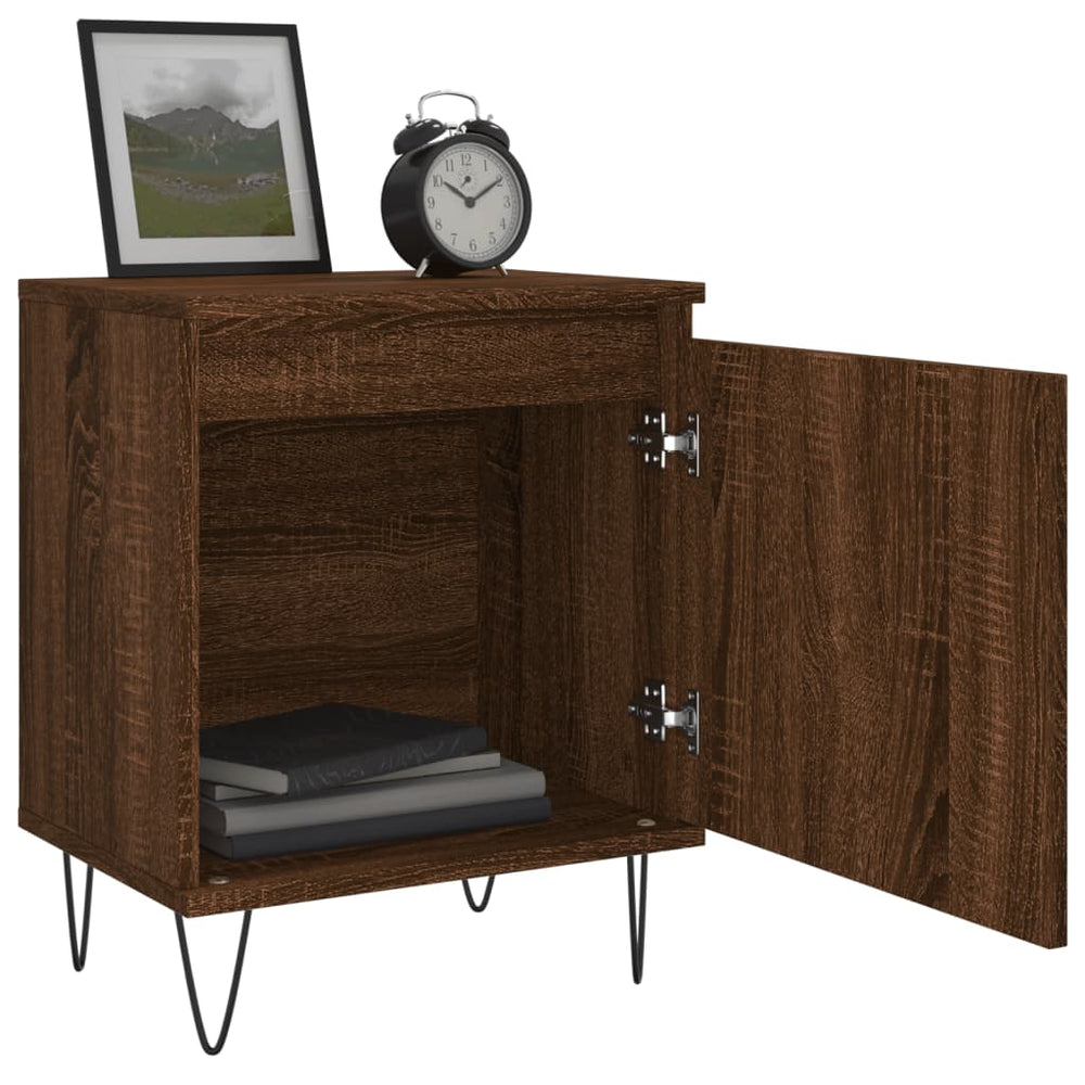 Nachtkastje 40x30x50 cm bewerkt hout bruin eikenkleur MeubelReus