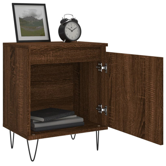 Nachtkastje 40x30x50 cm bewerkt hout bruin eikenkleur MeubelReus