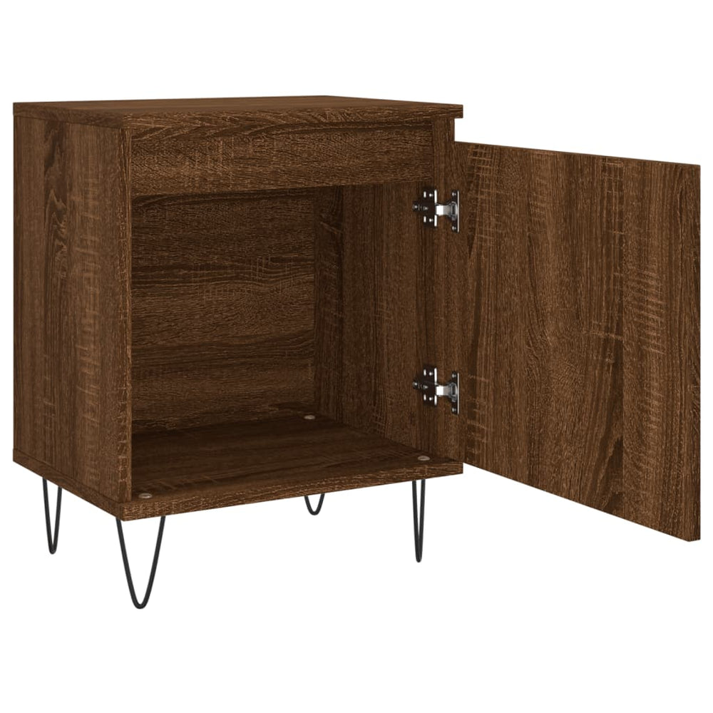 Nachtkastje 40x30x50 cm bewerkt hout bruin eikenkleur MeubelReus