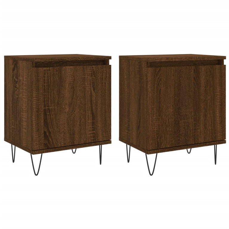 Nachtkastjes 2 st 40x30x50 cm bewerkt hout bruin eikenkleur MeubelReus