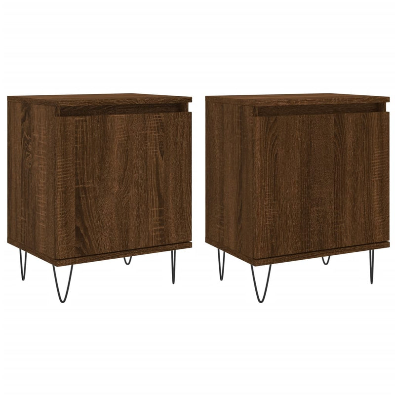 Nachtkastjes 2 st 40x30x50 cm bewerkt hout bruin eikenkleur MeubelReus