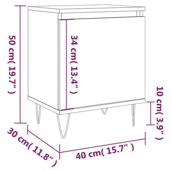 Nachtkastjes 2 st 40x30x50 cm bewerkt hout bruin eikenkleur MeubelReus