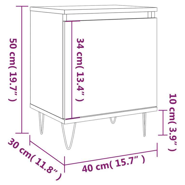 Nachtkastjes 2 st 40x30x50 cm bewerkt hout bruin eikenkleur MeubelReus