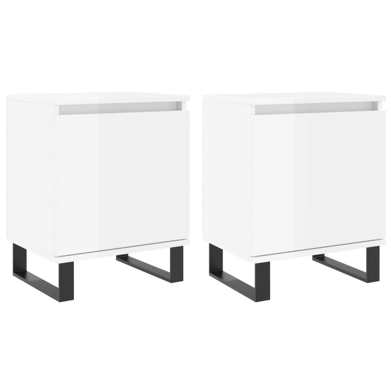 Nachtkastjes 2 st 40x30x50 cm bewerkt hout hoogglans wit MeubelReus