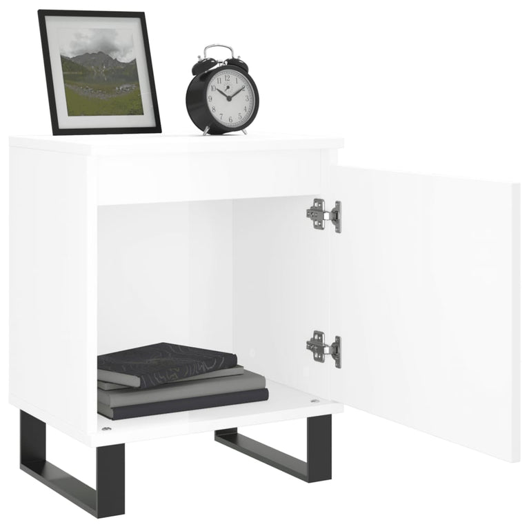 Nachtkastjes 2 st 40x30x50 cm bewerkt hout hoogglans wit MeubelReus