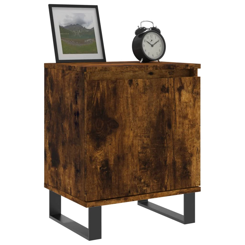 Nachtkastje 40x30x50 cm bewerkt hout gerookt eikenkleurig MeubelReus