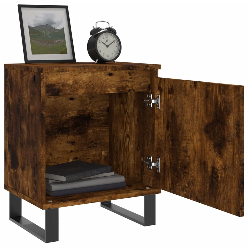 Nachtkastje 40x30x50 cm bewerkt hout gerookt eikenkleurig MeubelReus