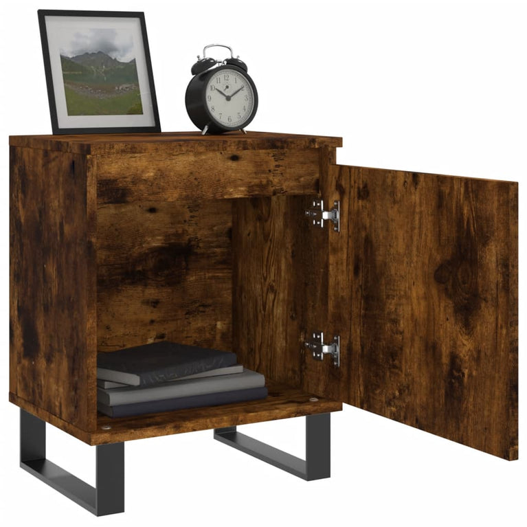 Nachtkastje 40x30x50 cm bewerkt hout gerookt eikenkleurig MeubelReus