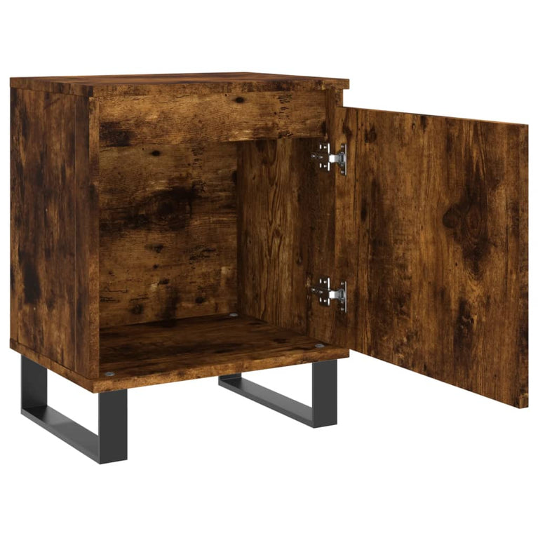 Nachtkastje 40x30x50 cm bewerkt hout gerookt eikenkleurig MeubelReus