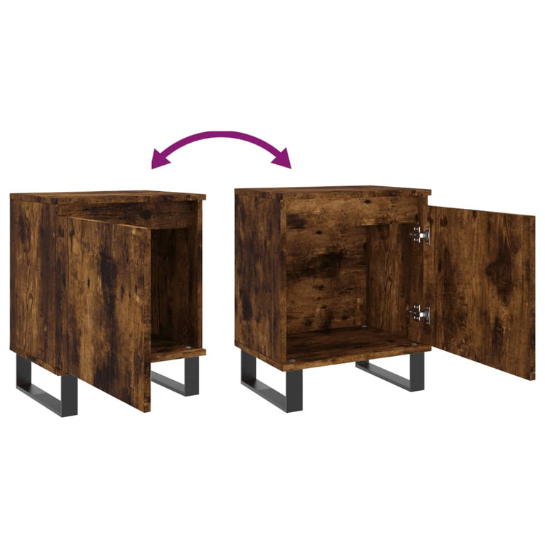 Nachtkastje 40x30x50 cm bewerkt hout gerookt eikenkleurig MeubelReus