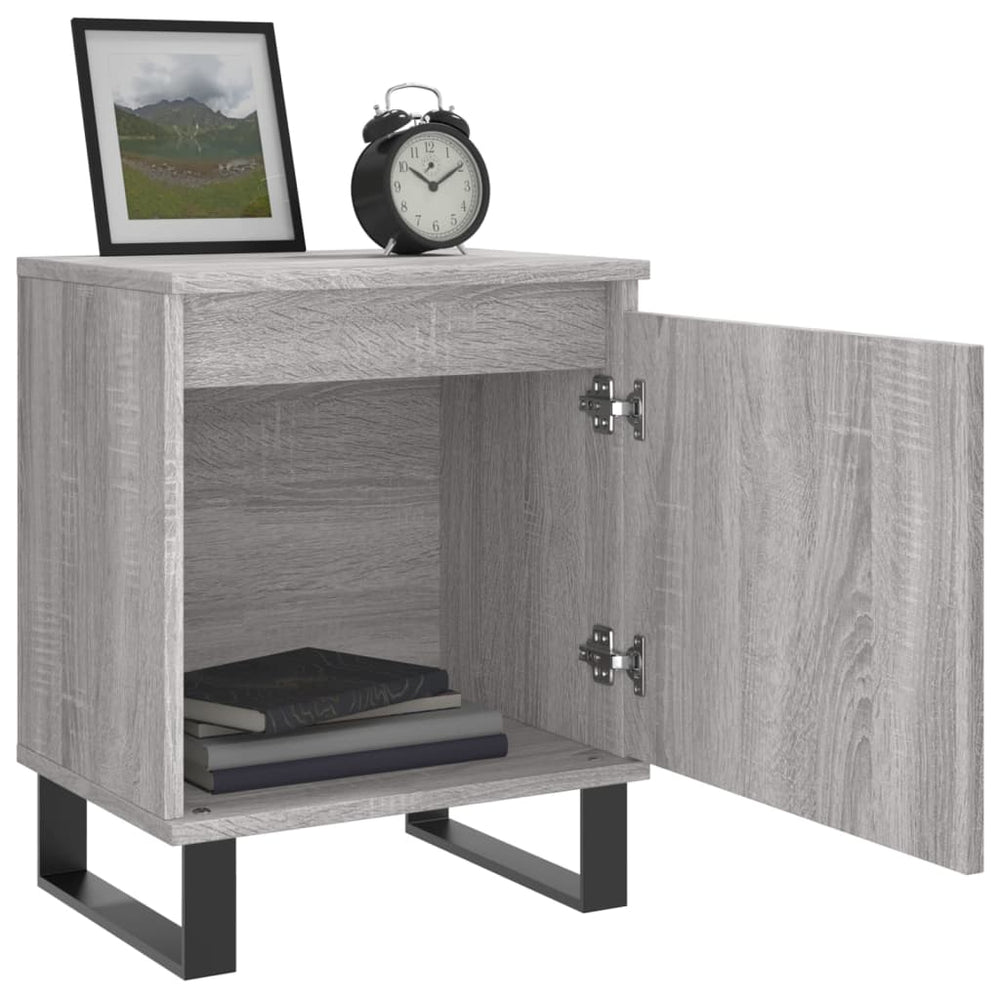 Nachtkastje 40x30x50 cm bewerkt hout grijs sonoma eikenkleurig MeubelReus