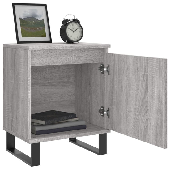 Nachtkastje 40x30x50 cm bewerkt hout grijs sonoma eikenkleurig MeubelReus