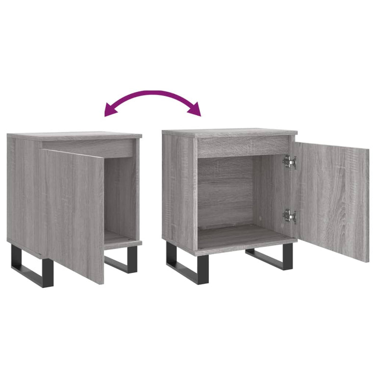 Nachtkastjes 2 st 40x30x50 cm bewerkt hout grijs sonoma eiken MeubelReus