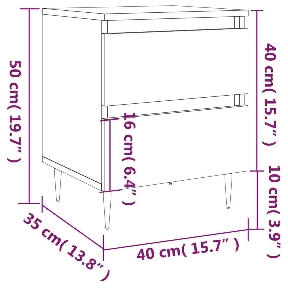 Nachtkastjes 2 st 40x35x50 cm bewerkt hout wit MeubelReus