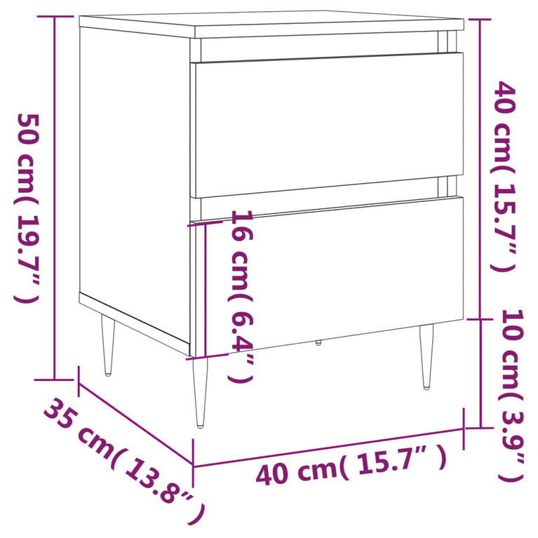 Nachtkastjes 2 st 40x35x50 cm bewerkt hout wit MeubelReus