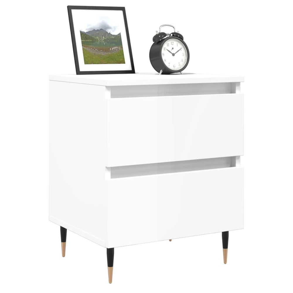 Nachtkastjes 2 st 40x35x50 cm bewerkt hout hoogglans wit MeubelReus