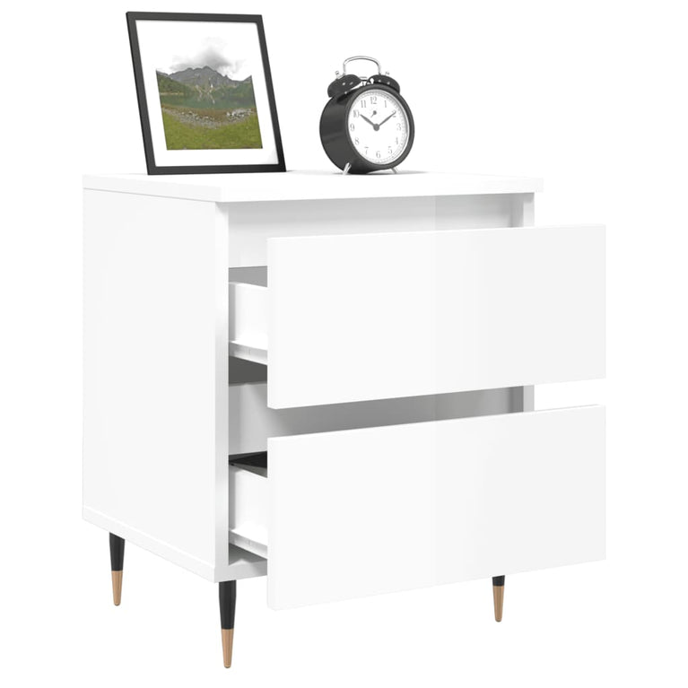 Nachtkastjes 2 st 40x35x50 cm bewerkt hout hoogglans wit MeubelReus