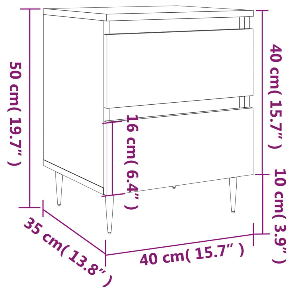 Nachtkastjes 2 st 40x35x50 cm bewerkt hout hoogglans wit MeubelReus