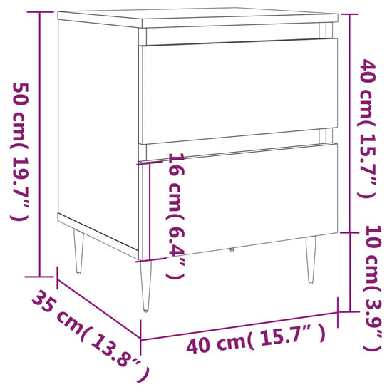 Nachtkastjes 2 st 40x35x50 cm bewerkt hout hoogglans wit MeubelReus