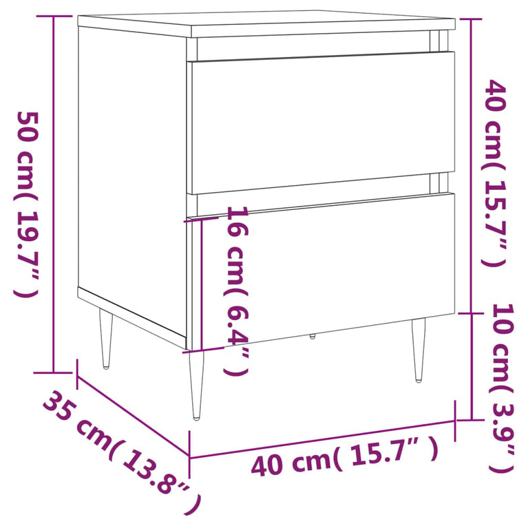 Nachtkastjes 2 st 40x35x50 cm bewerkt hout hoogglans wit MeubelReus