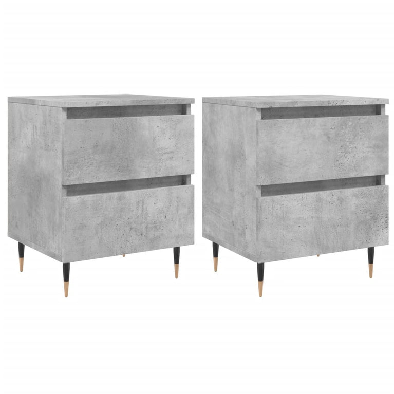 Nachtkastjes 2 st 40x35x50 cm bewerkt hout betongrijs MeubelReus