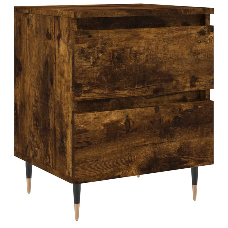 Nachtkastje 40x35x50 cm bewerkt hout gerookt eikenkleurig MeubelReus