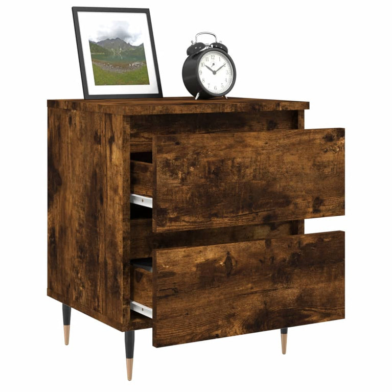 Nachtkastje 40x35x50 cm bewerkt hout gerookt eikenkleurig MeubelReus