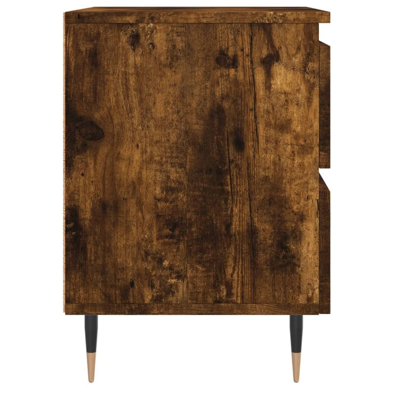 Nachtkastje 40x35x50 cm bewerkt hout gerookt eikenkleurig MeubelReus