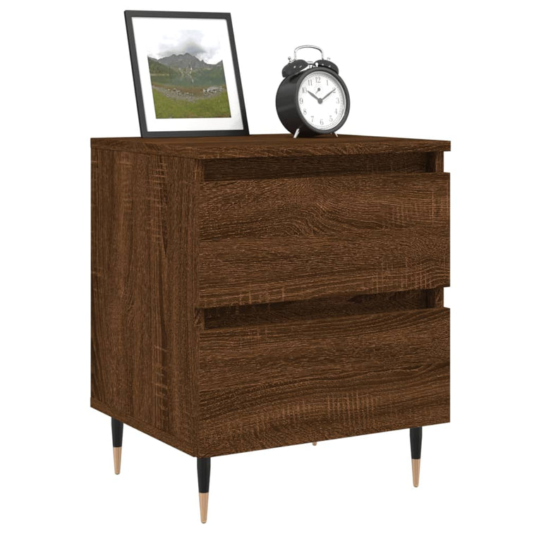 Nachtkastje 40x35x50 cm bewerkt hout bruin eikenkleur MeubelReus