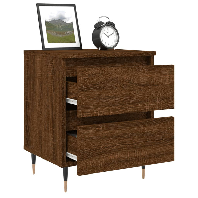 Nachtkastje 40x35x50 cm bewerkt hout bruin eikenkleur MeubelReus
